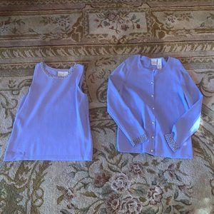 Emma James Lavender sweater set with pearl embellishments